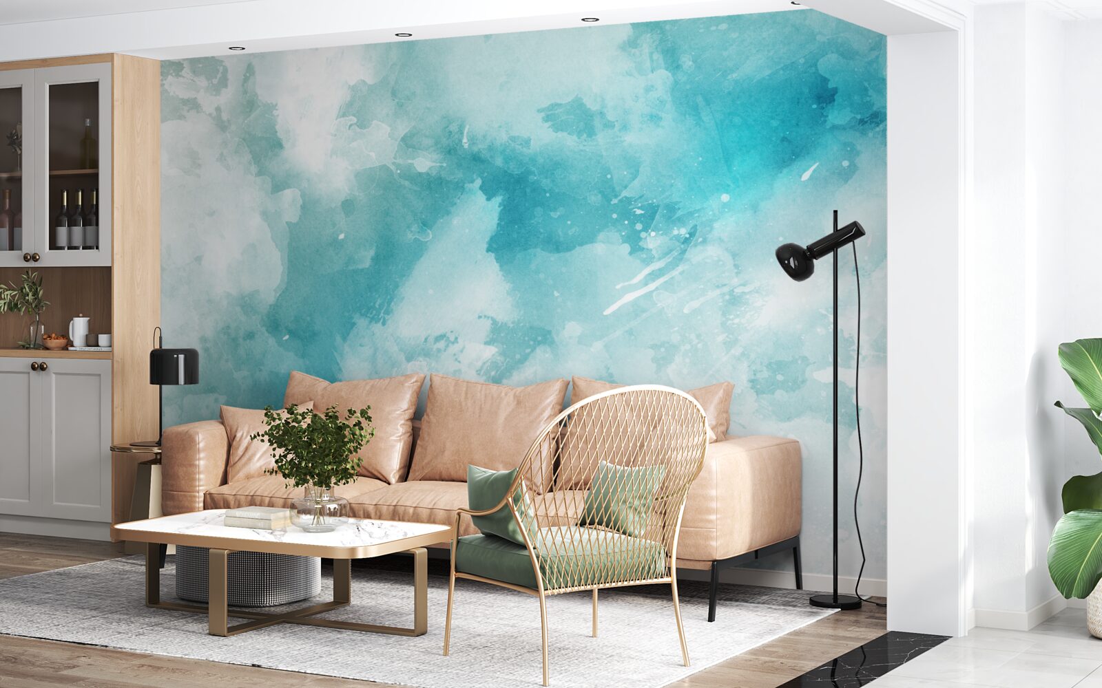 Фотошпалери білий мармур з блакитним відтінком