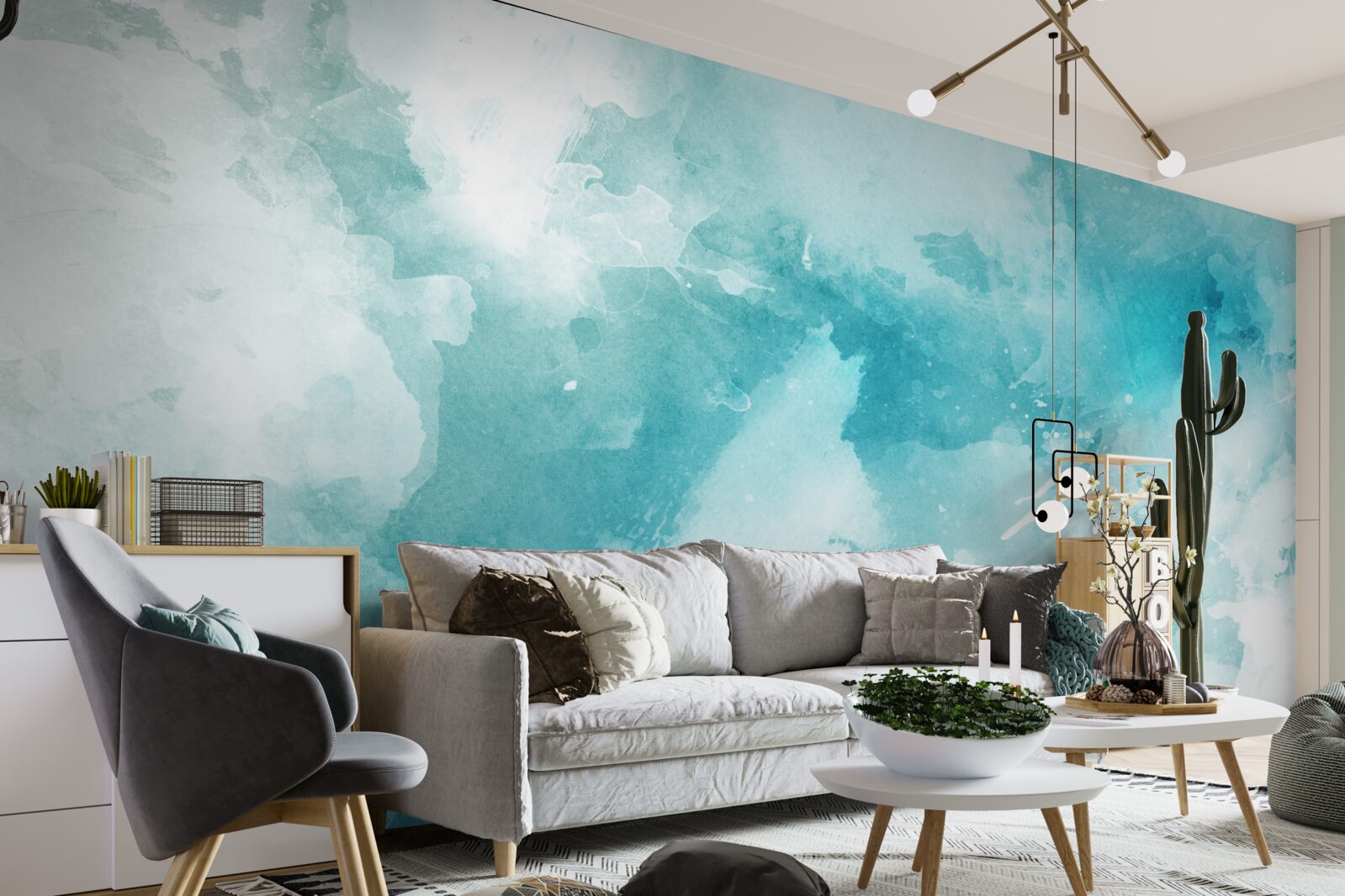 Фотошпалери білий мармур з блакитним відтінком