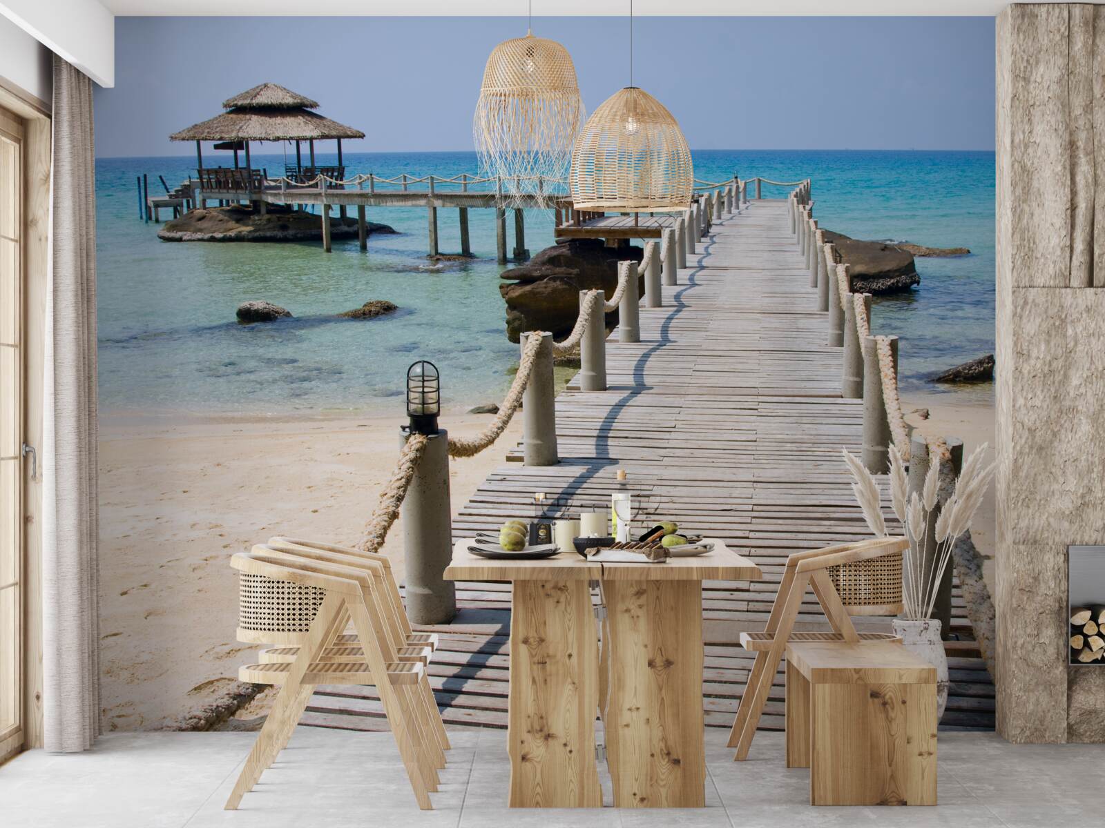 Фотошпалери морський пірс з дерева