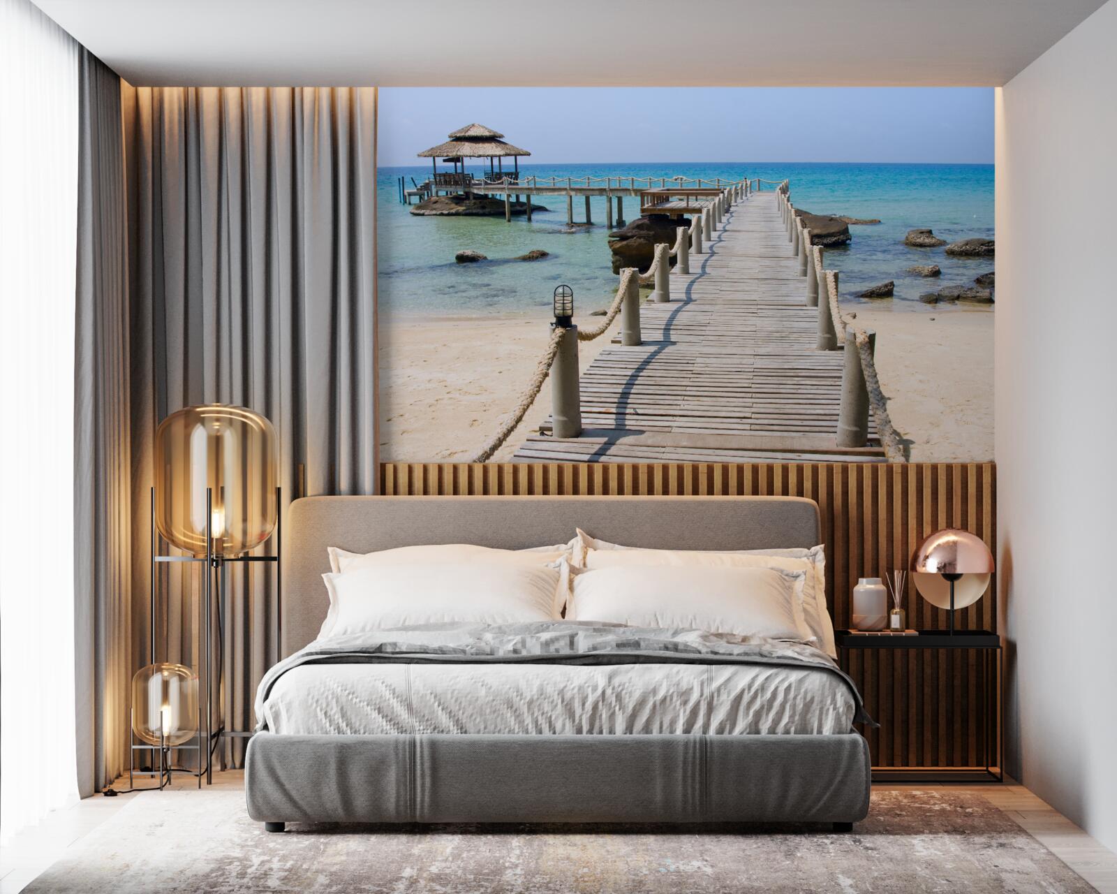 Фотошпалери морський пірс з дерева