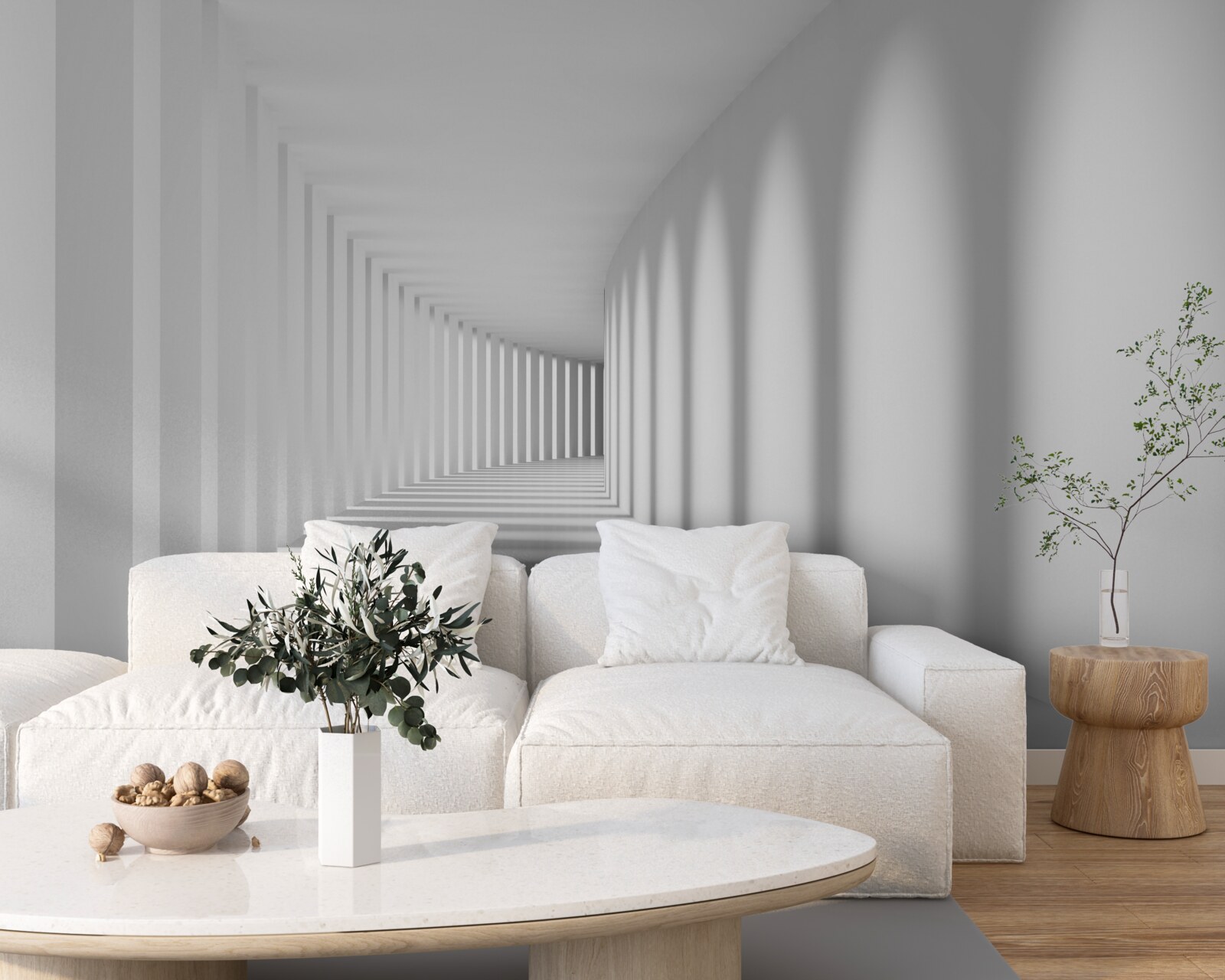 Фотошпалери тунель, що йде вдалину, оточений високими колонами