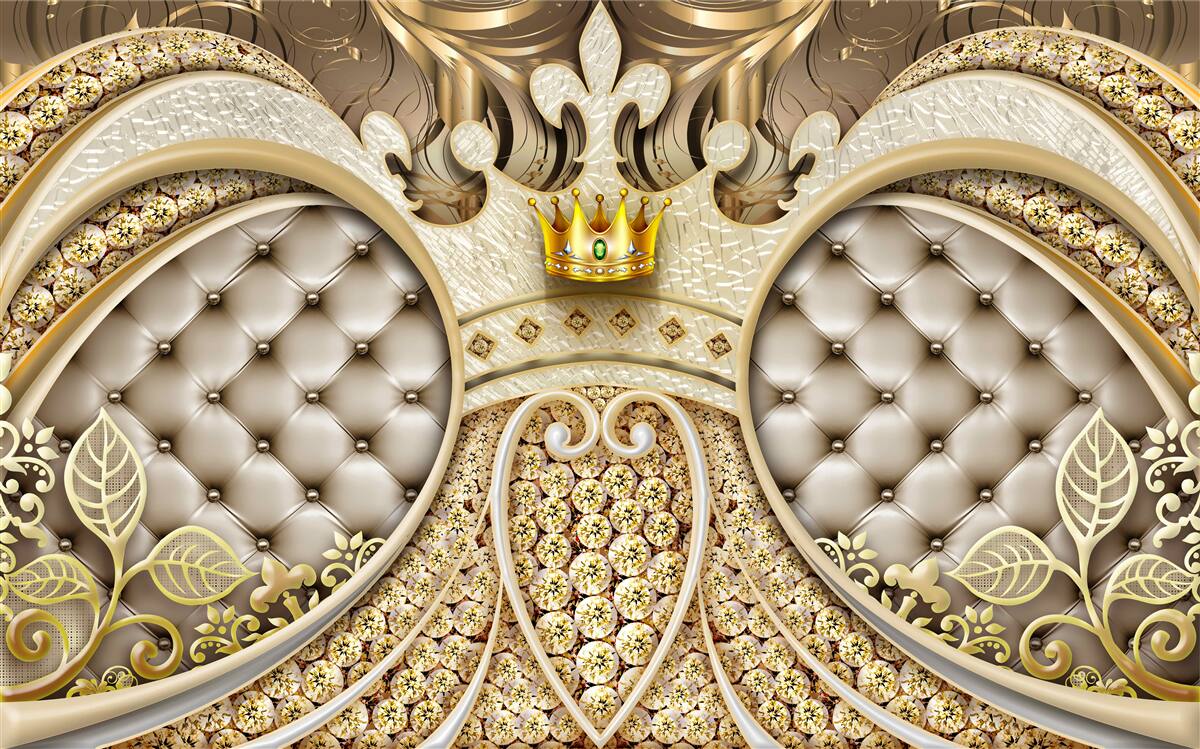 Фотошпалери прикраси з рослинного листя із золота