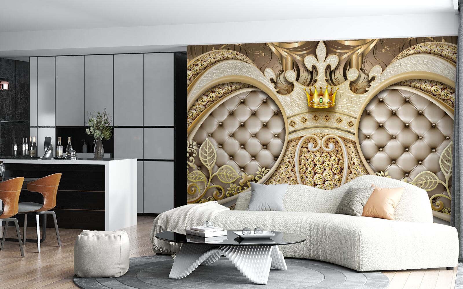 Фотошпалери прикраси з рослинного листя із золота