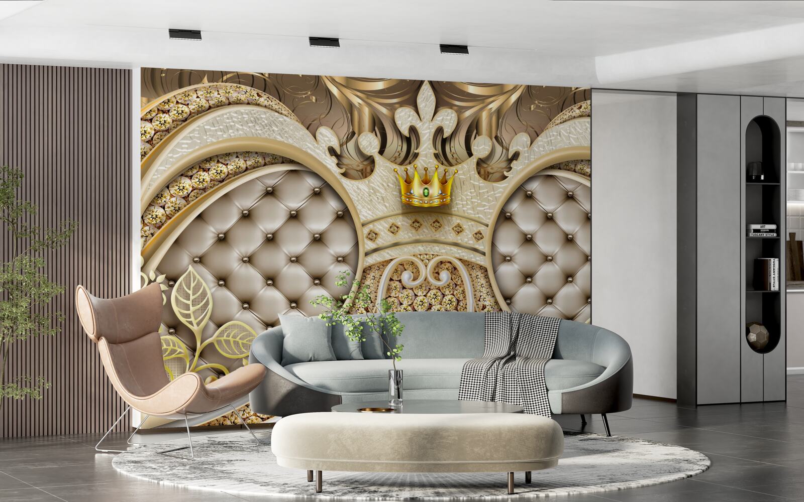 Фотошпалери прикраси з рослинного листя із золота