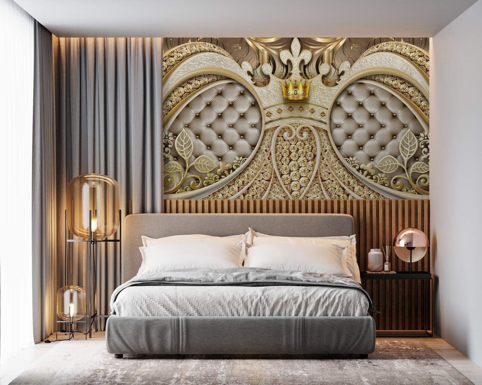 Фотошпалери прикраси з рослинного листя із золота