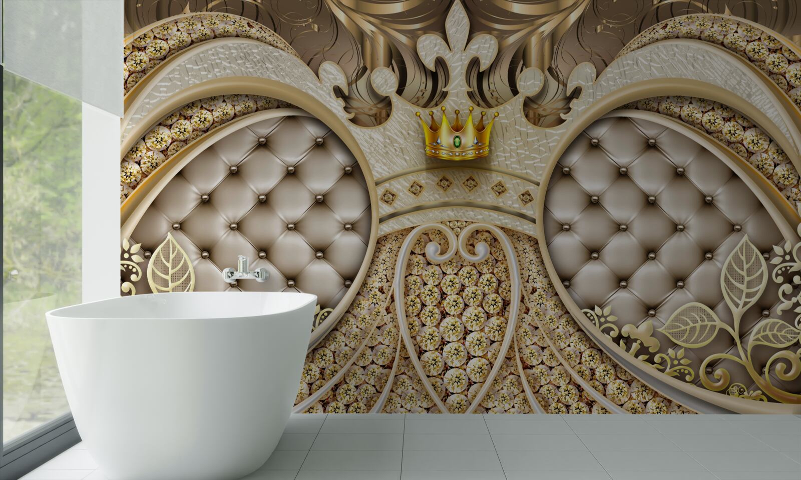 Фотошпалери прикраси з рослинного листя із золота