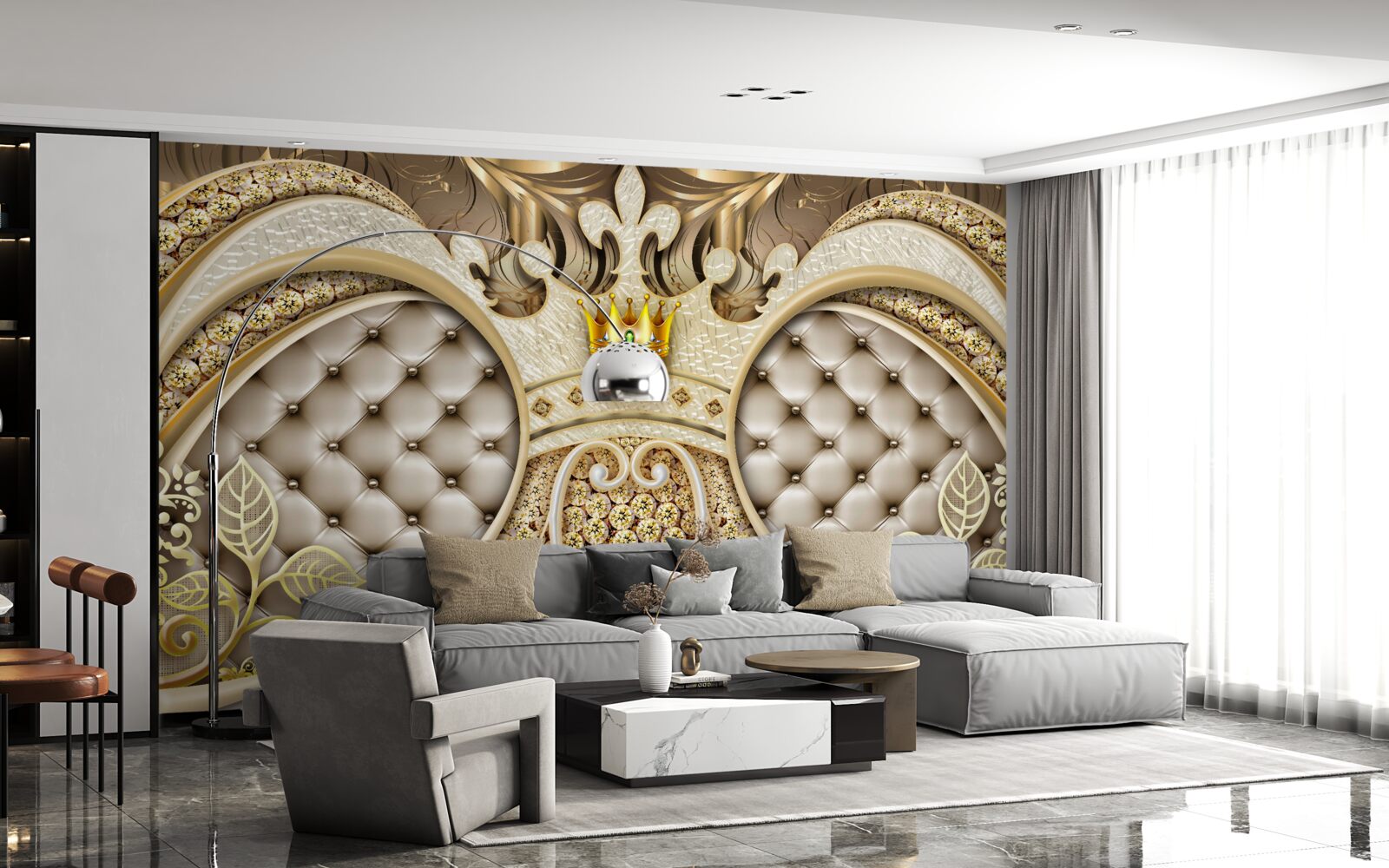 Фотошпалери прикраси з рослинного листя із золота