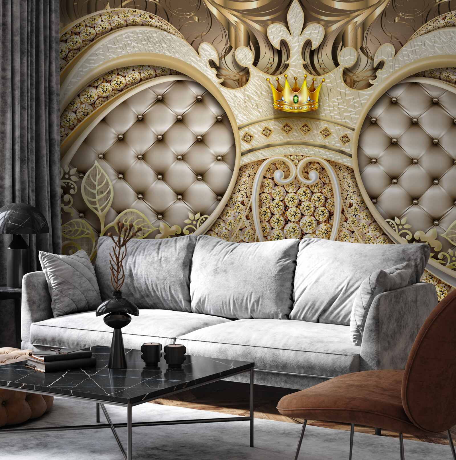 Фотошпалери прикраси з рослинного листя із золота