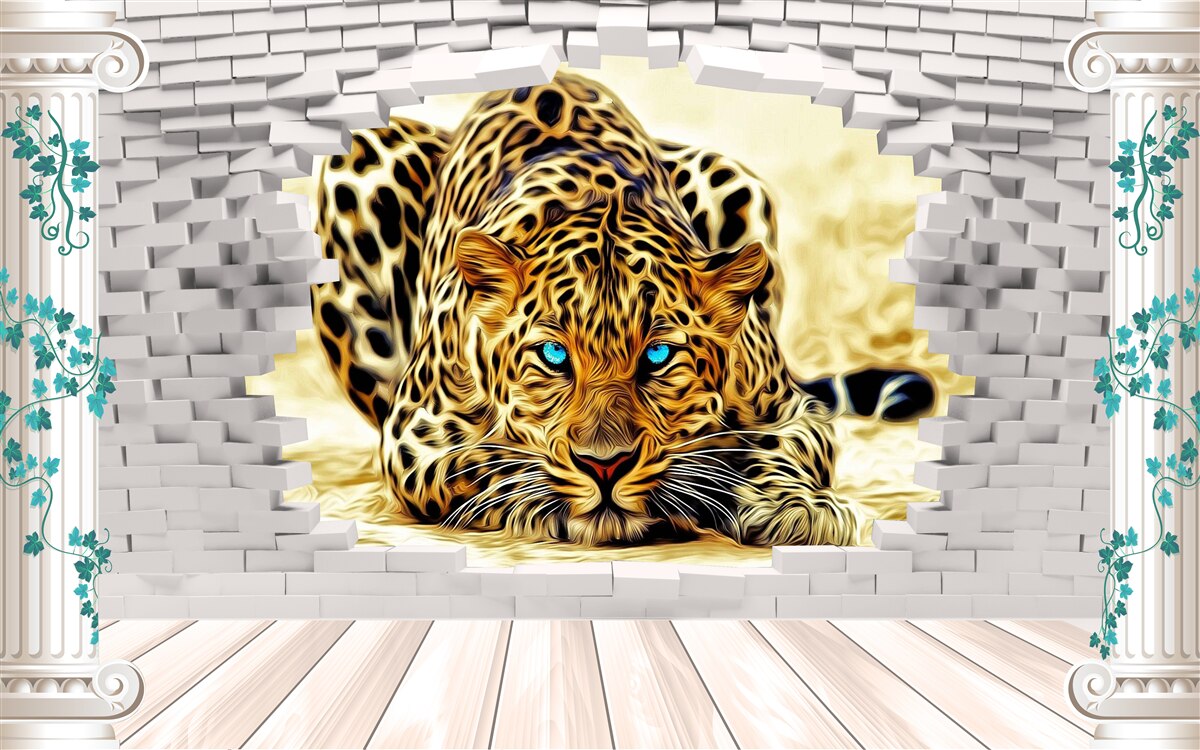 Фотошпалери зловісна пантера руйнує бар'єр