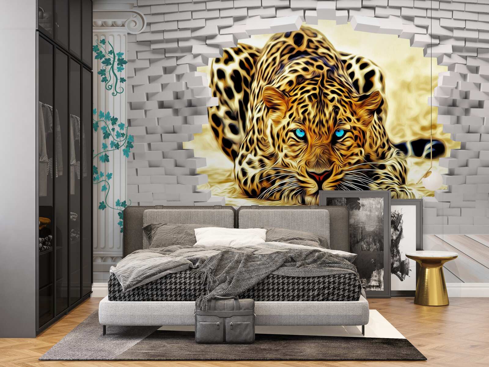 Фотошпалери зловісна пантера руйнує бар'єр