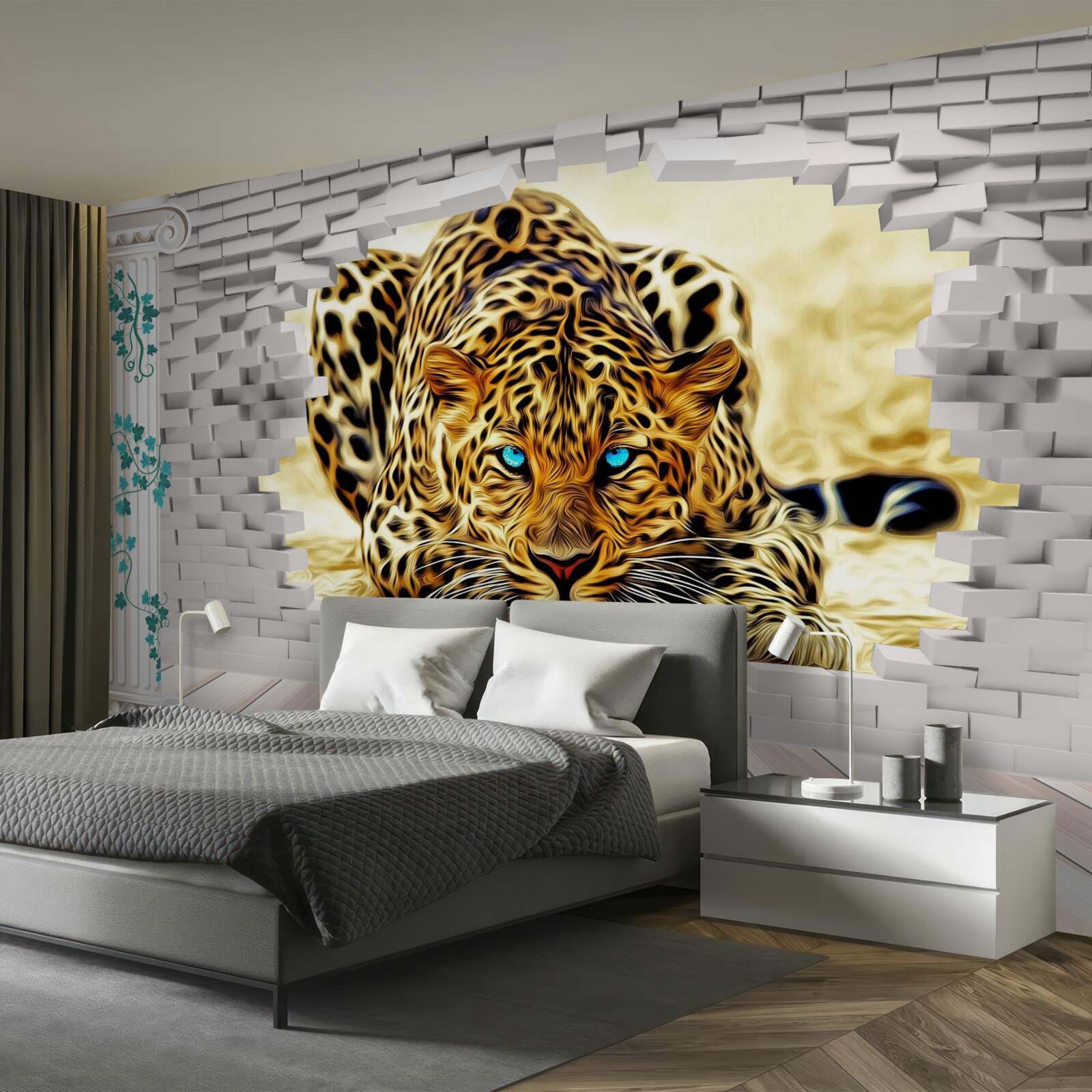 Фотошпалери зловісна пантера руйнує бар'єр