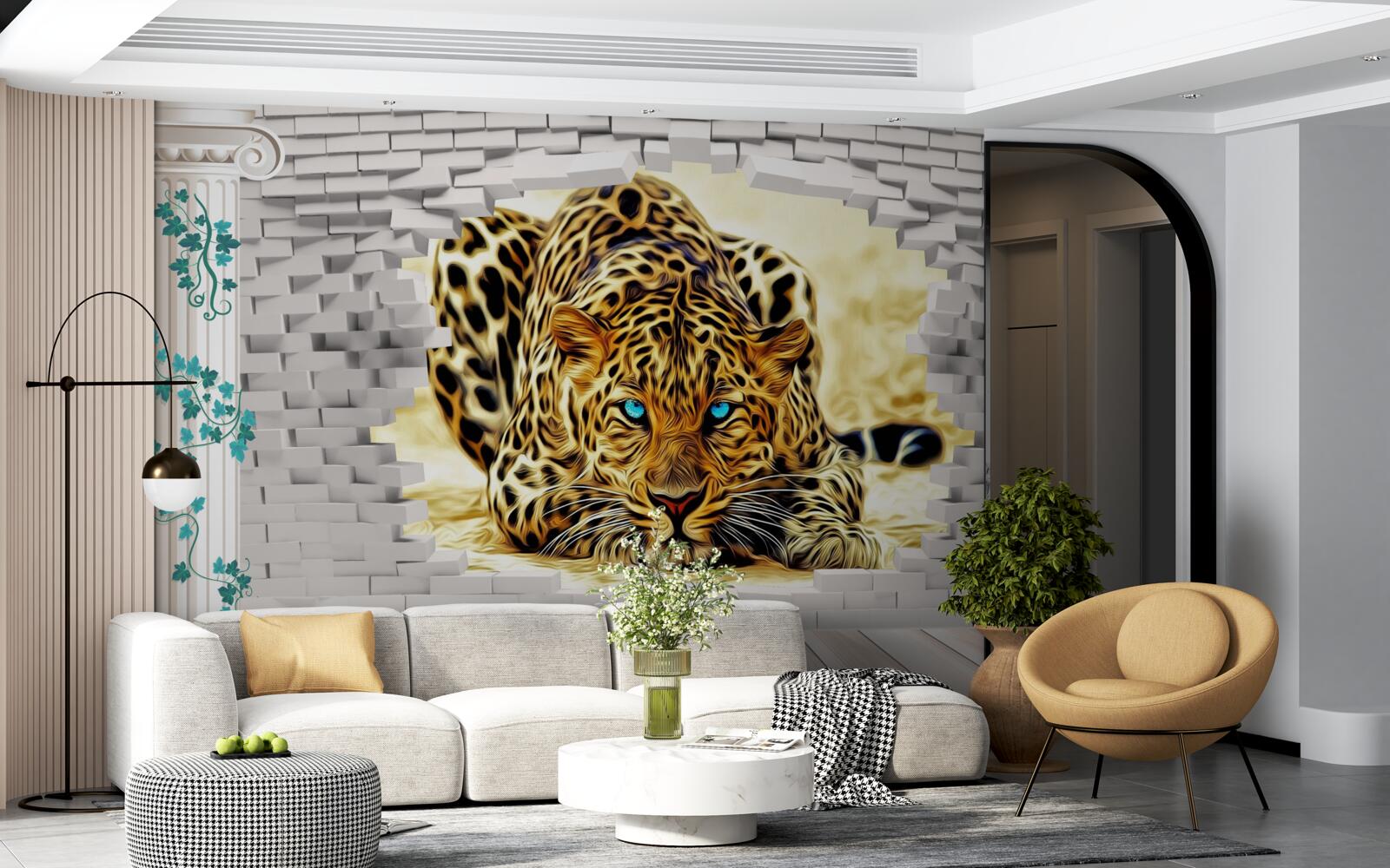 Фотошпалери зловісна пантера руйнує бар'єр