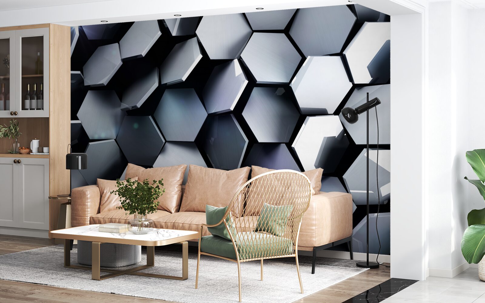 Фотошпалери п'ятикутники в 3d з картографією