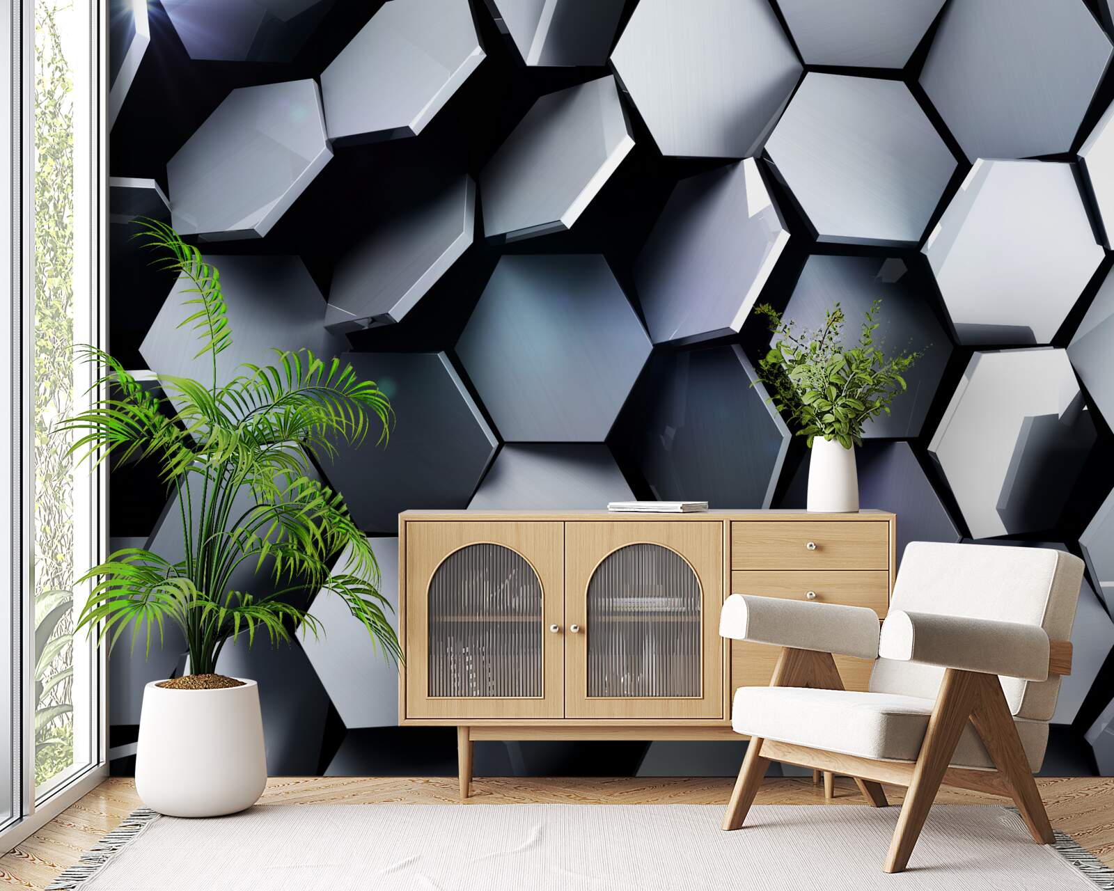 Фотошпалери п'ятикутники в 3d з картографією