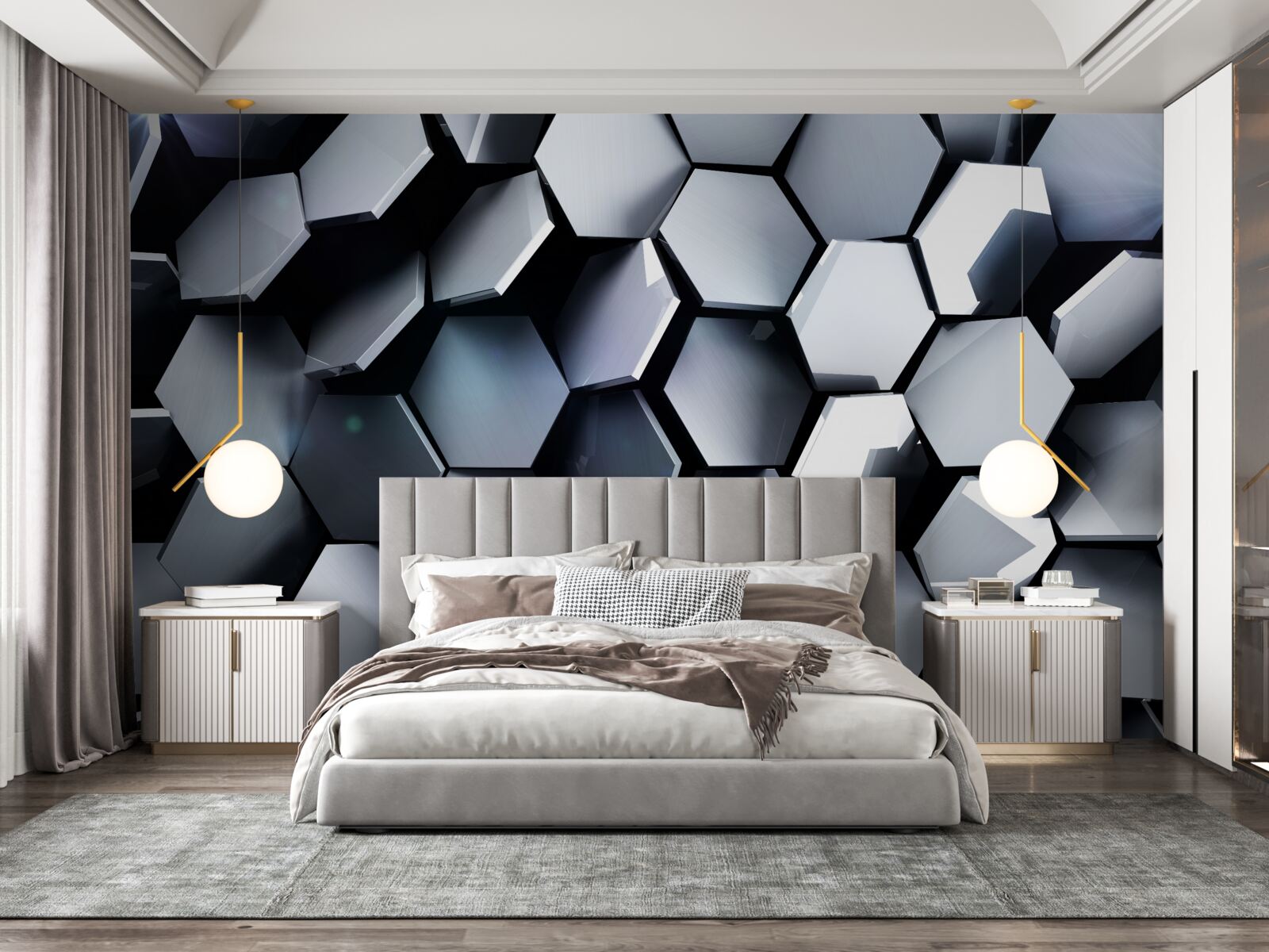 Фотошпалери п'ятикутники в 3d з картографією