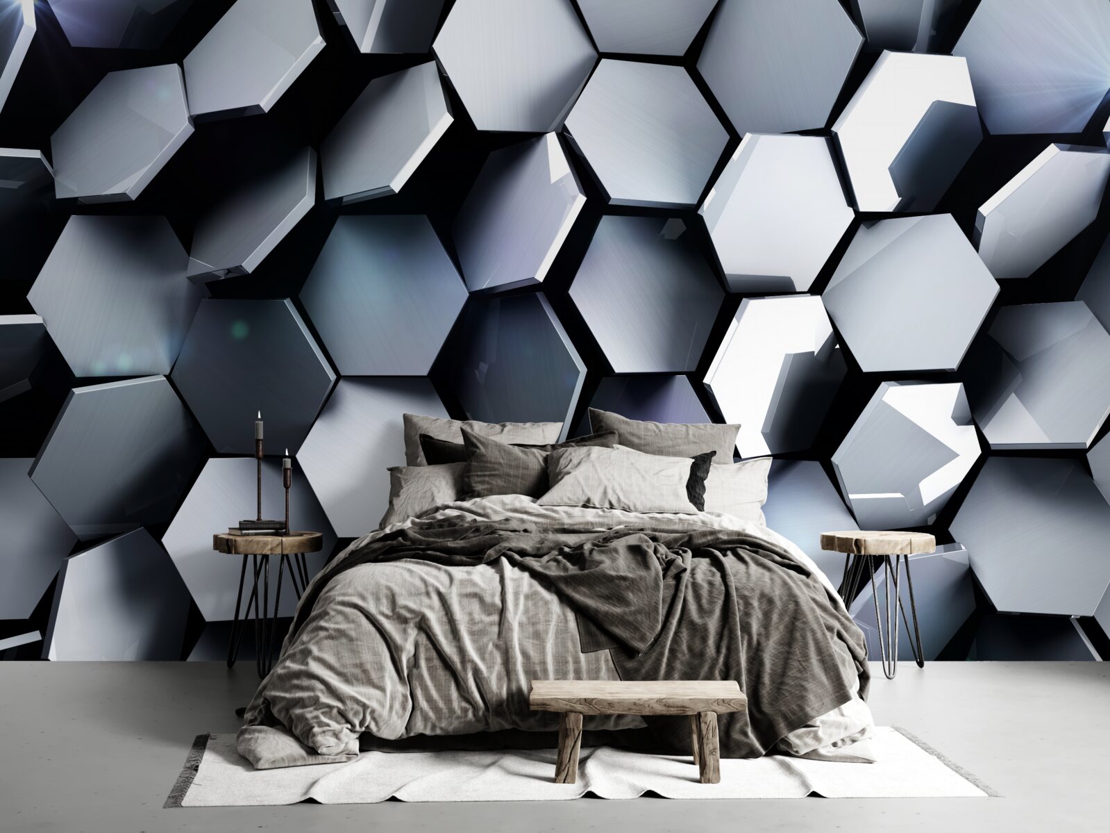 Фотошпалери п'ятикутники в 3d з картографією