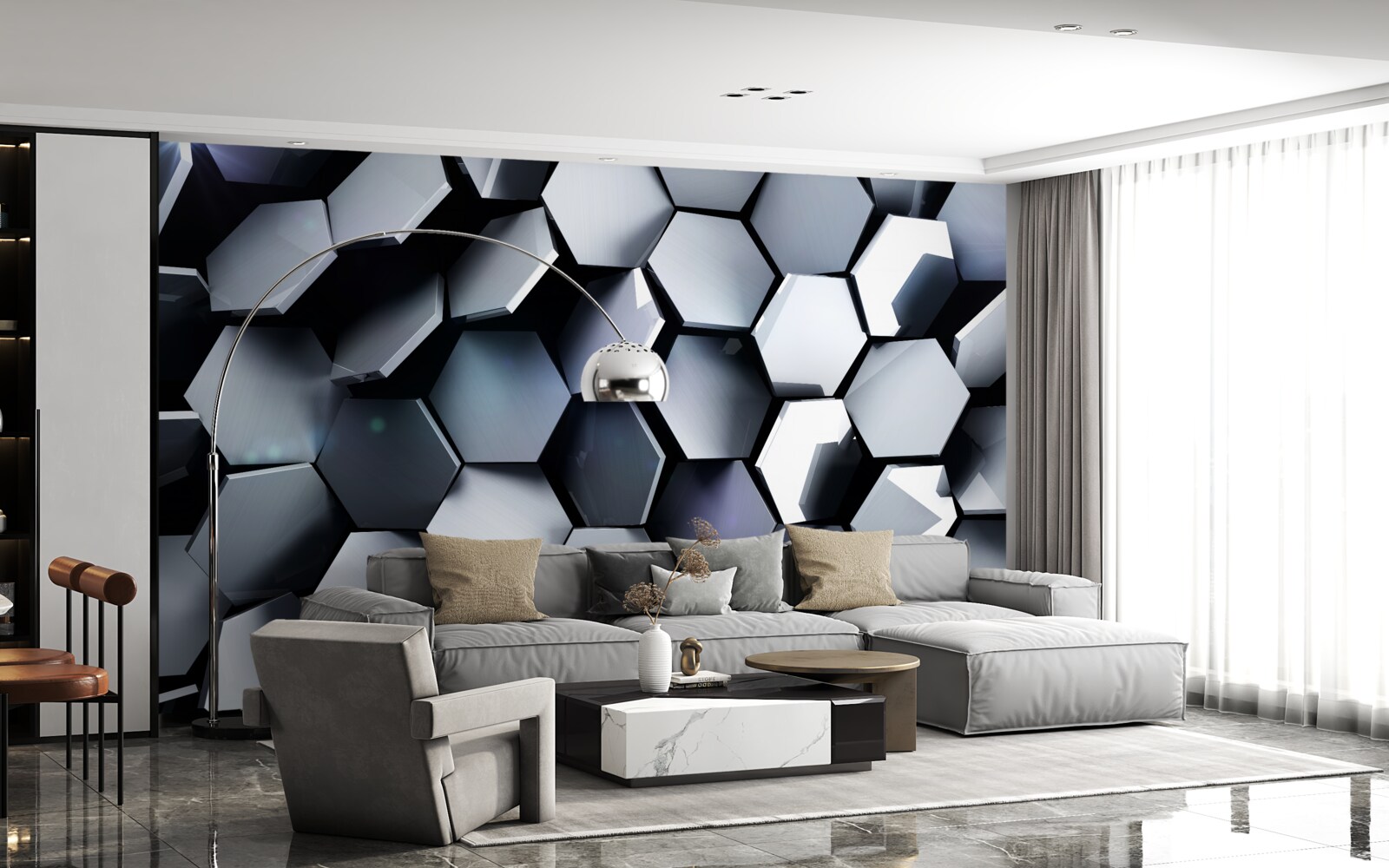 Фотошпалери п'ятикутники в 3d з картографією