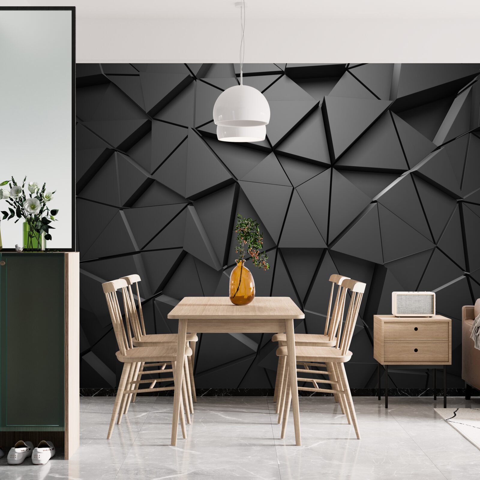 Фотошпалери трикутні елементи в темному мозаїчному візерунку