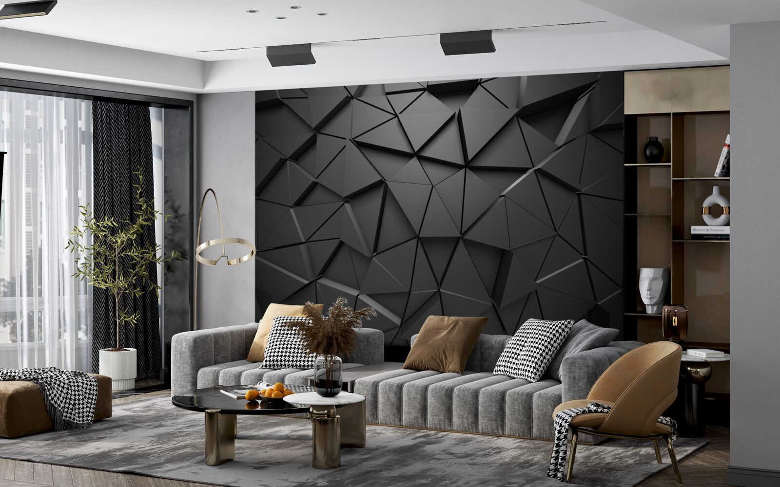 Фотошпалери трикутні елементи в темному мозаїчному візерунку