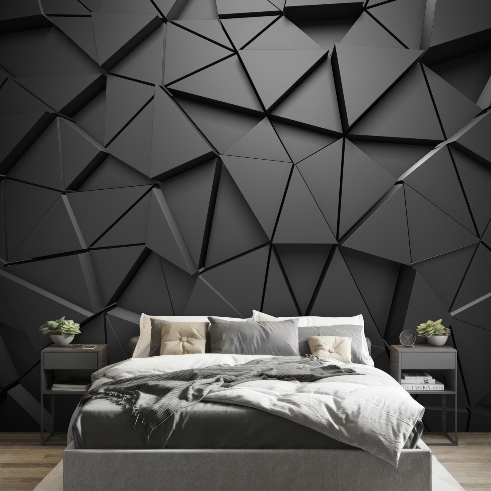 Фотошпалери трикутні елементи в темному мозаїчному візерунку