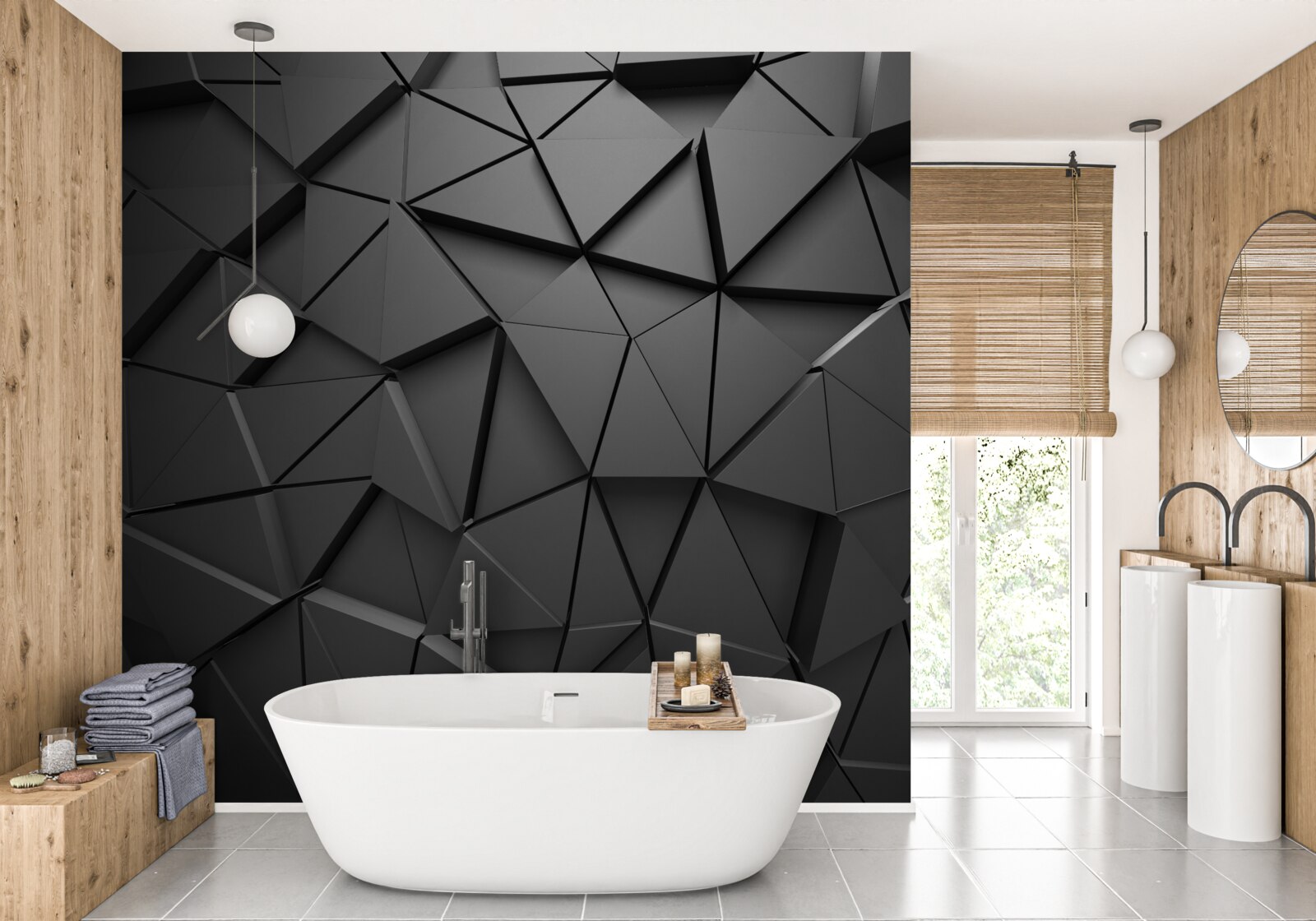 Фотошпалери трикутні елементи в темному мозаїчному візерунку