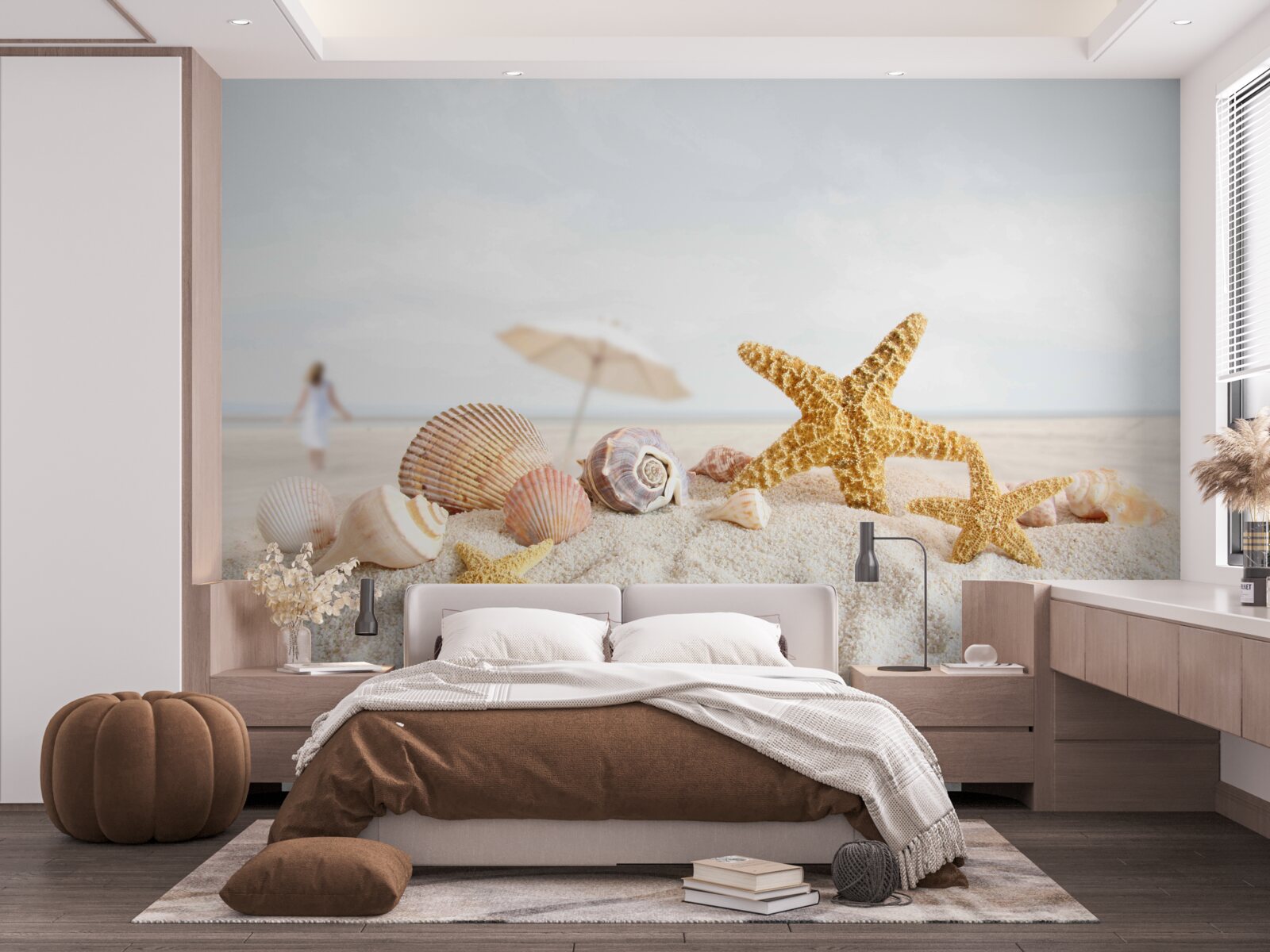 Фотошпалери морські зірки та мушлі лежать на піску