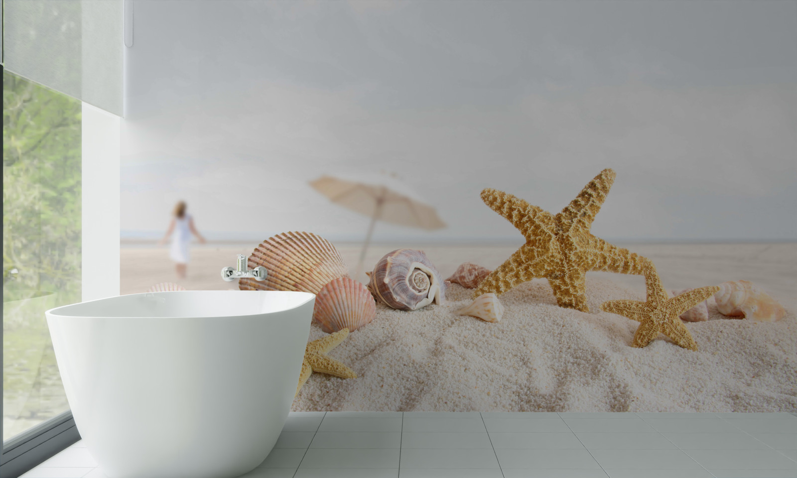 Фотошпалери морські зірки та мушлі лежать на піску