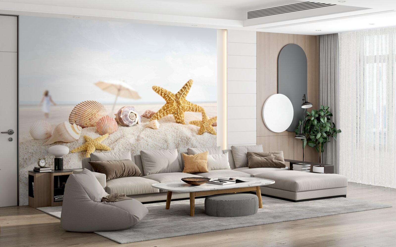 Фотошпалери морські зірки та мушлі лежать на піску