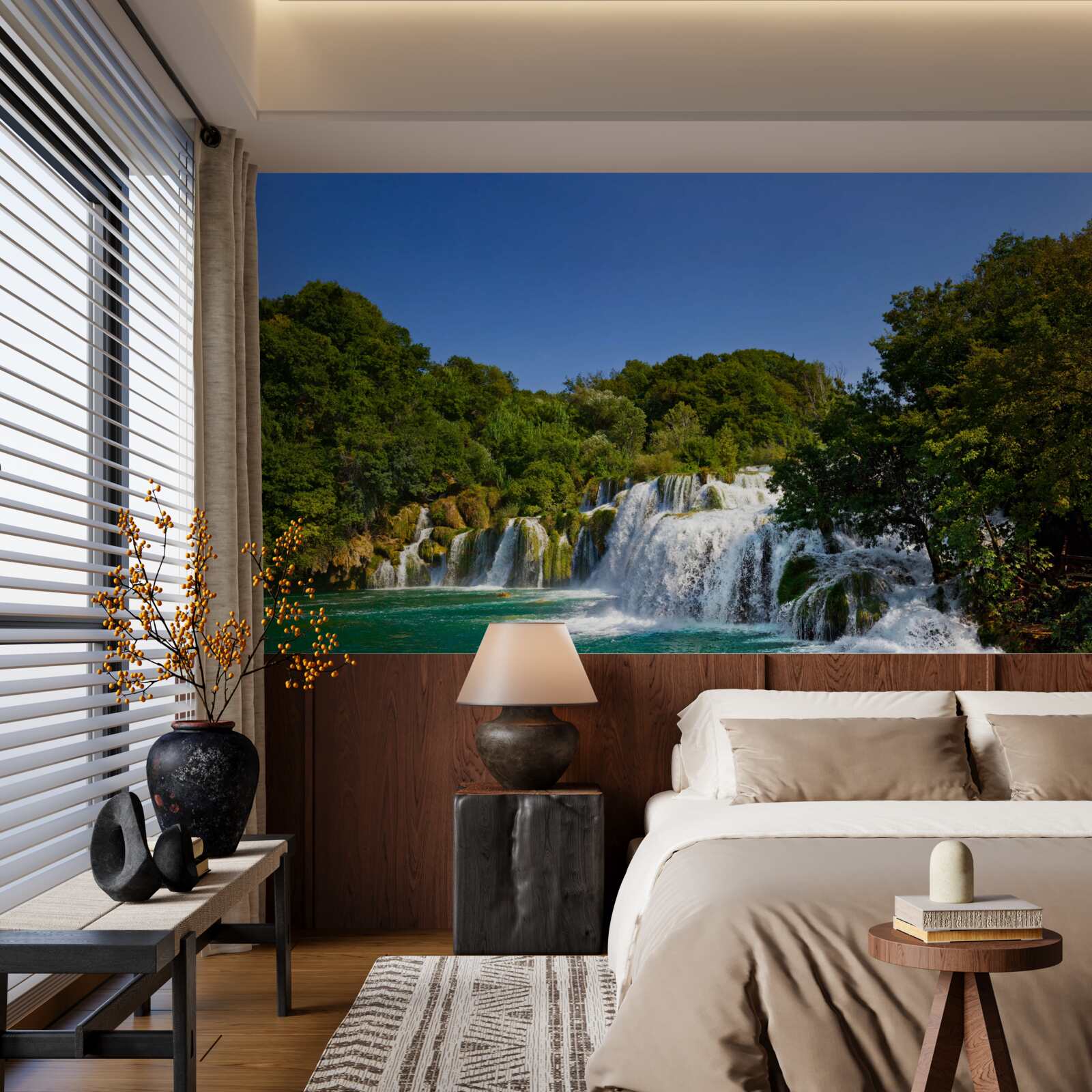 Фотошпалери краєвиди лісових стежок та гуркітливих водоспадів