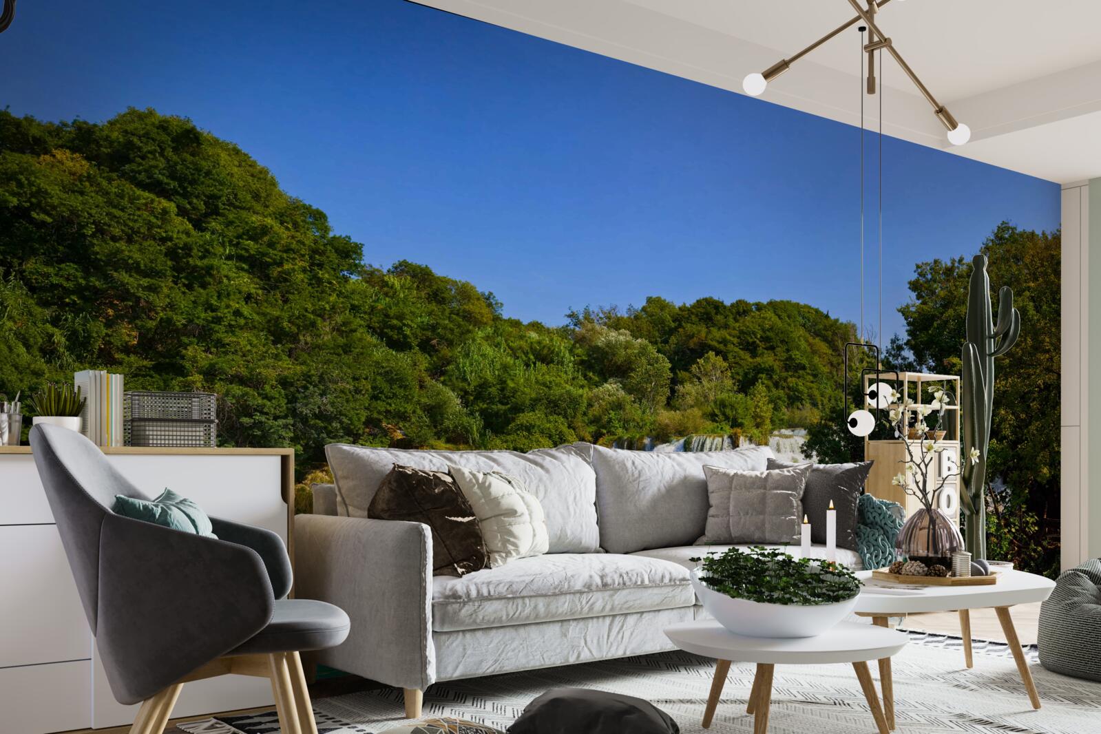 Фотошпалери краєвиди лісових стежок та гуркітливих водоспадів