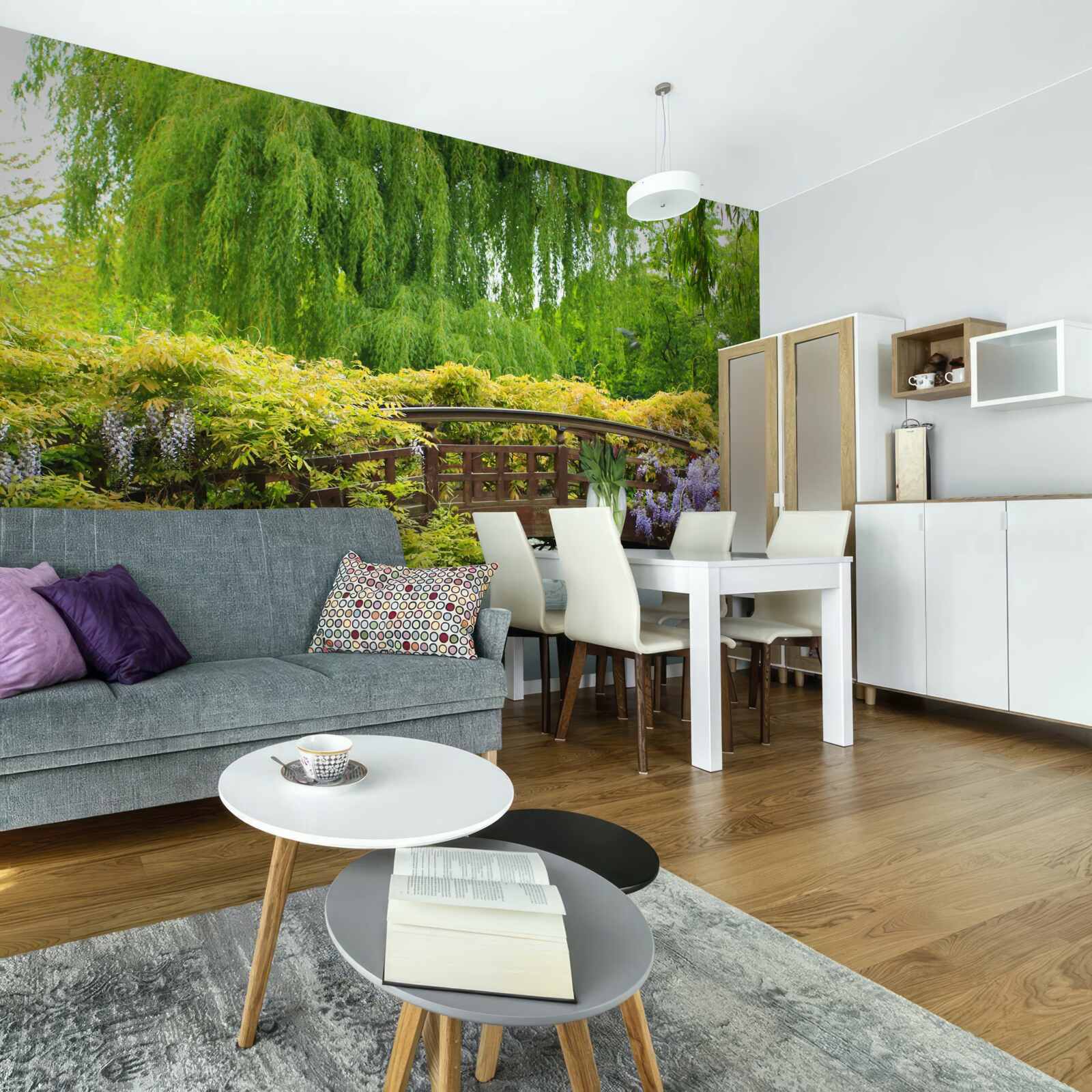 Фотошпалери захоплююча панорама мосту через річку