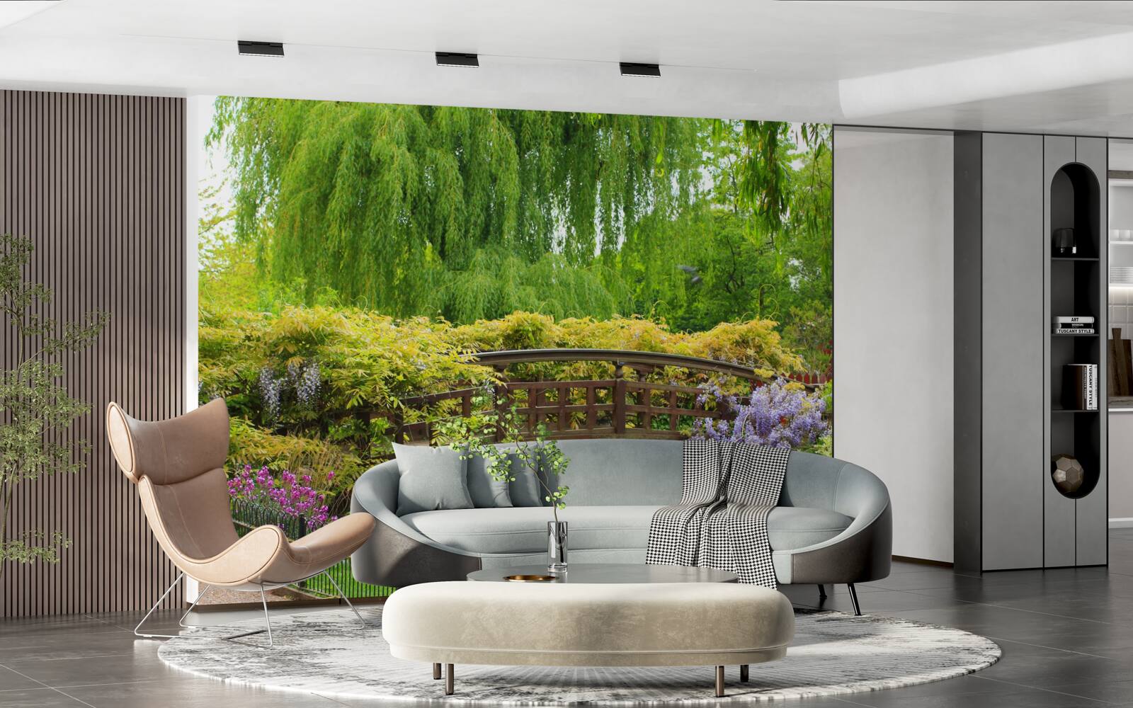 Фотошпалери захоплююча панорама мосту через річку