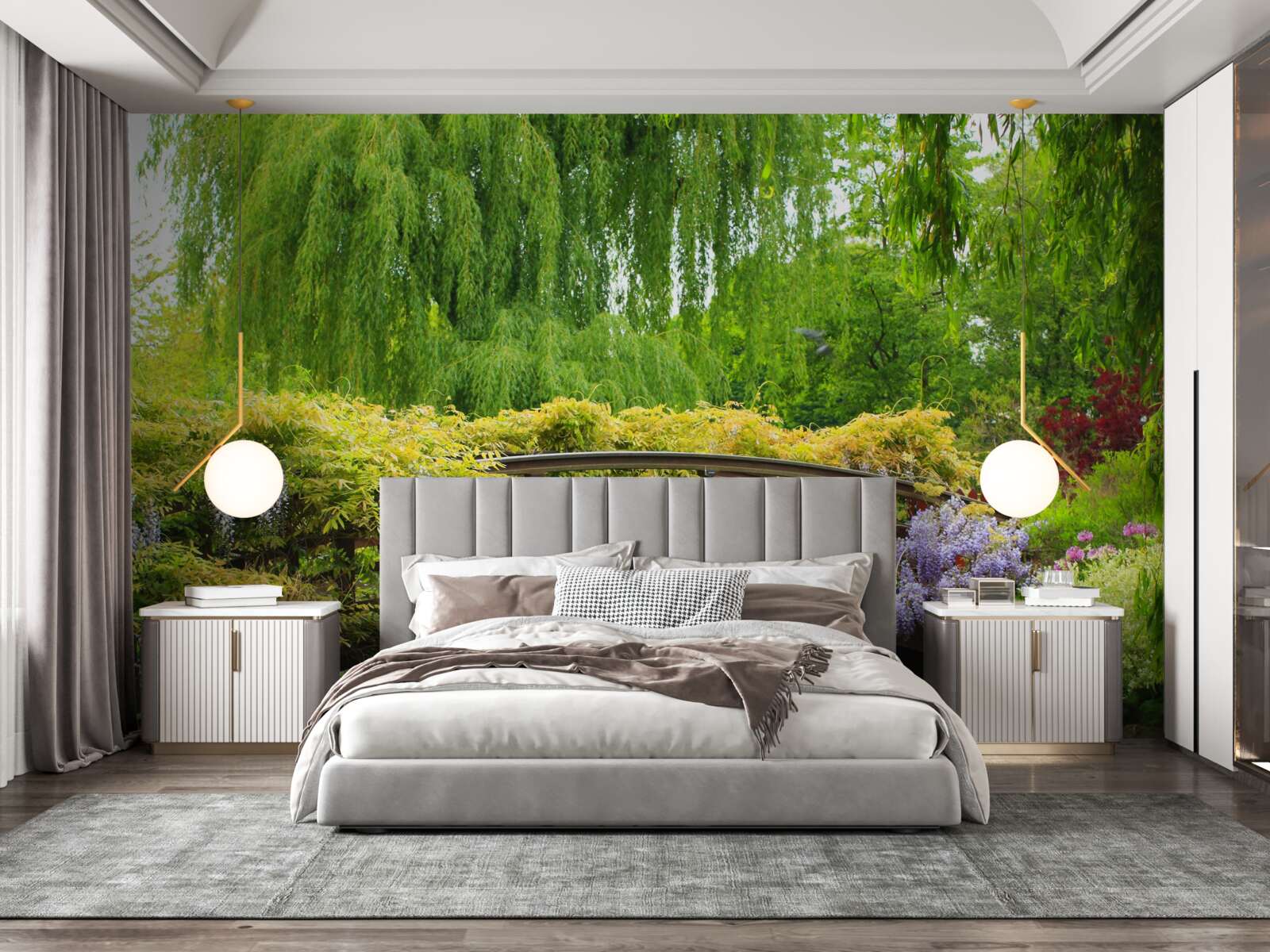 Фотошпалери захоплююча панорама мосту через річку