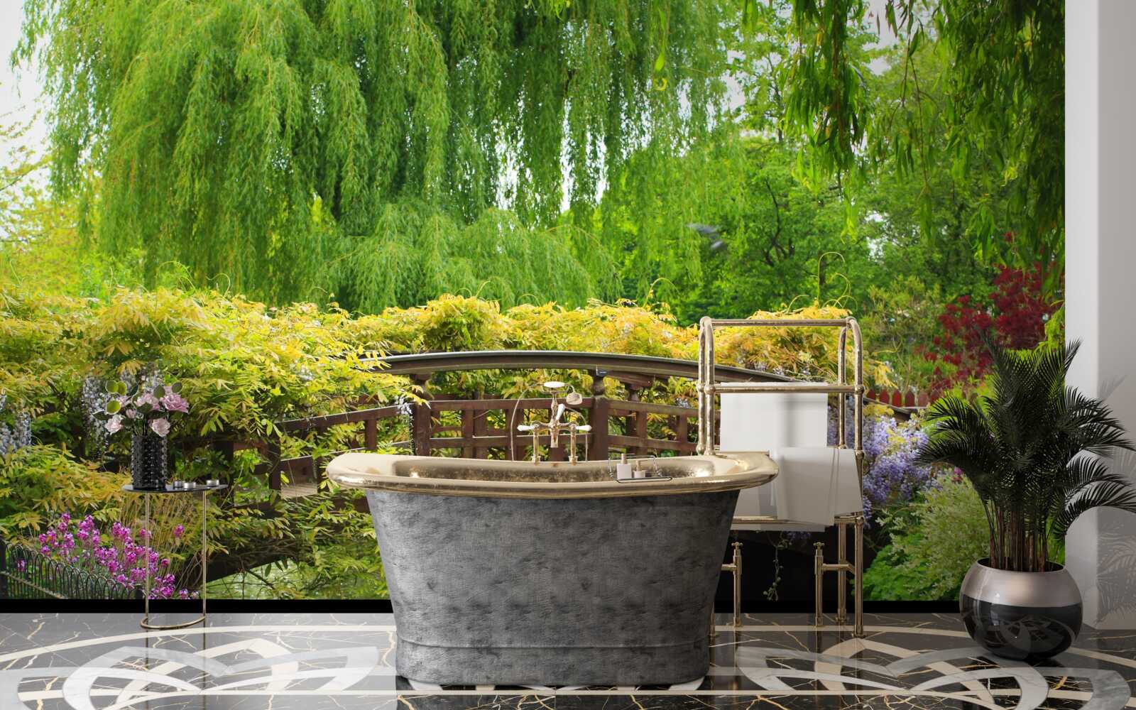 Фотошпалери захоплююча панорама мосту через річку