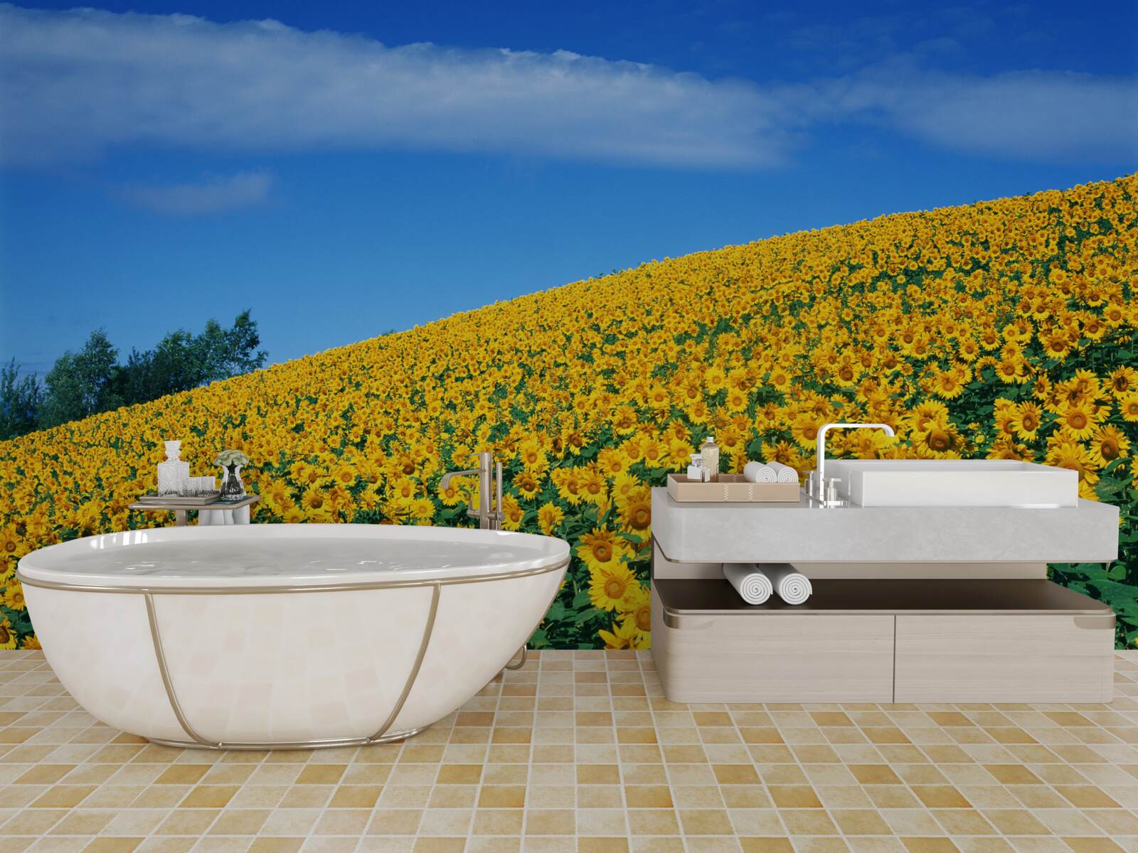 Фотошпалери Чудовий простір із соняшниками