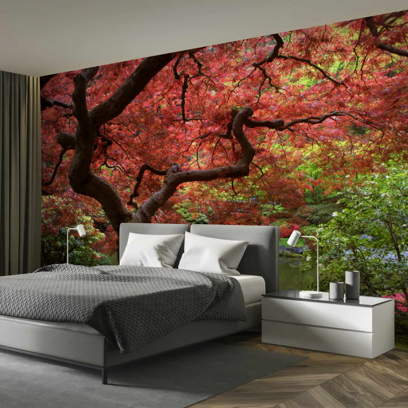 Фотошпалери японський клен біля ставка восени