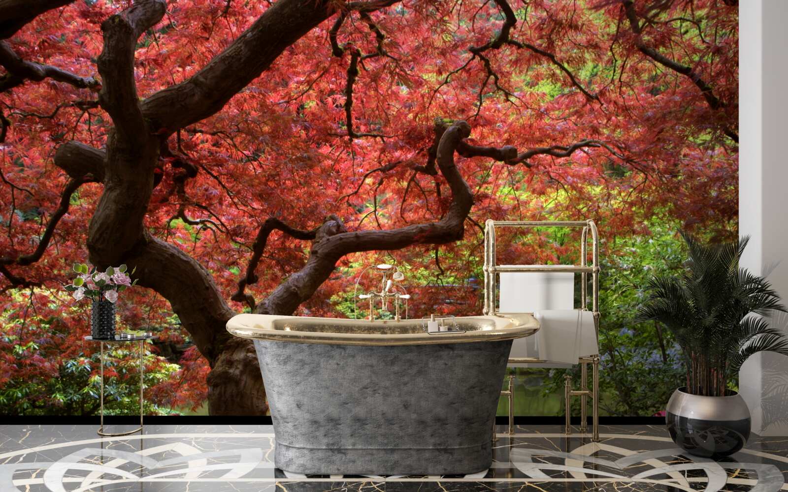 Фотошпалери японський клен біля ставка восени