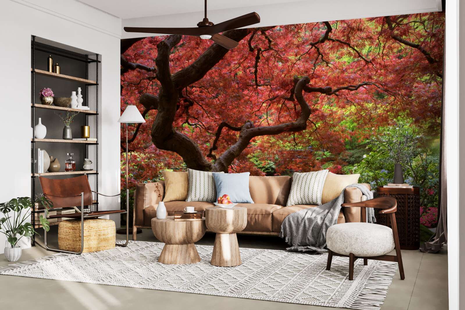 Фотошпалери японський клен біля ставка восени