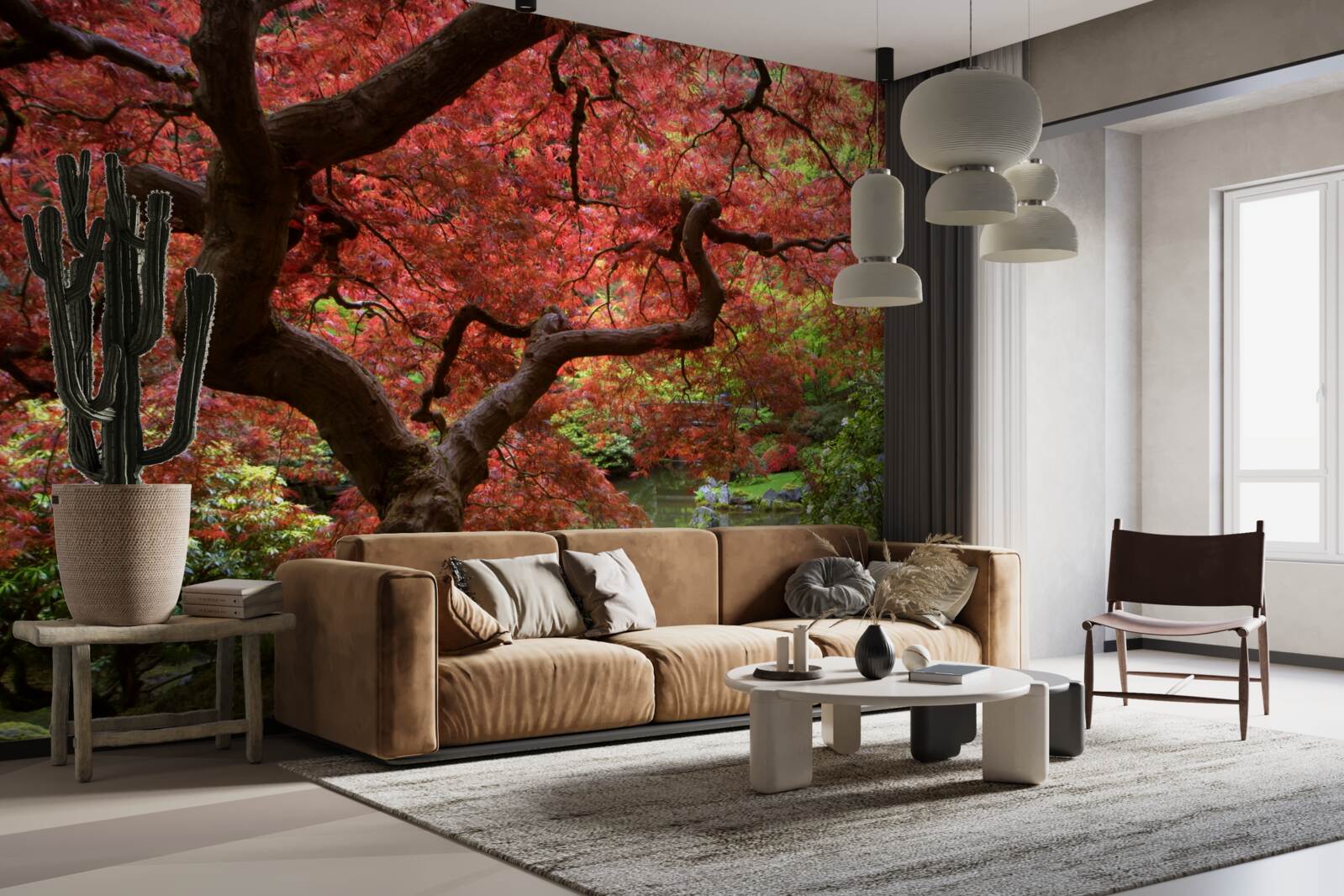 Фотошпалери японський клен біля ставка восени