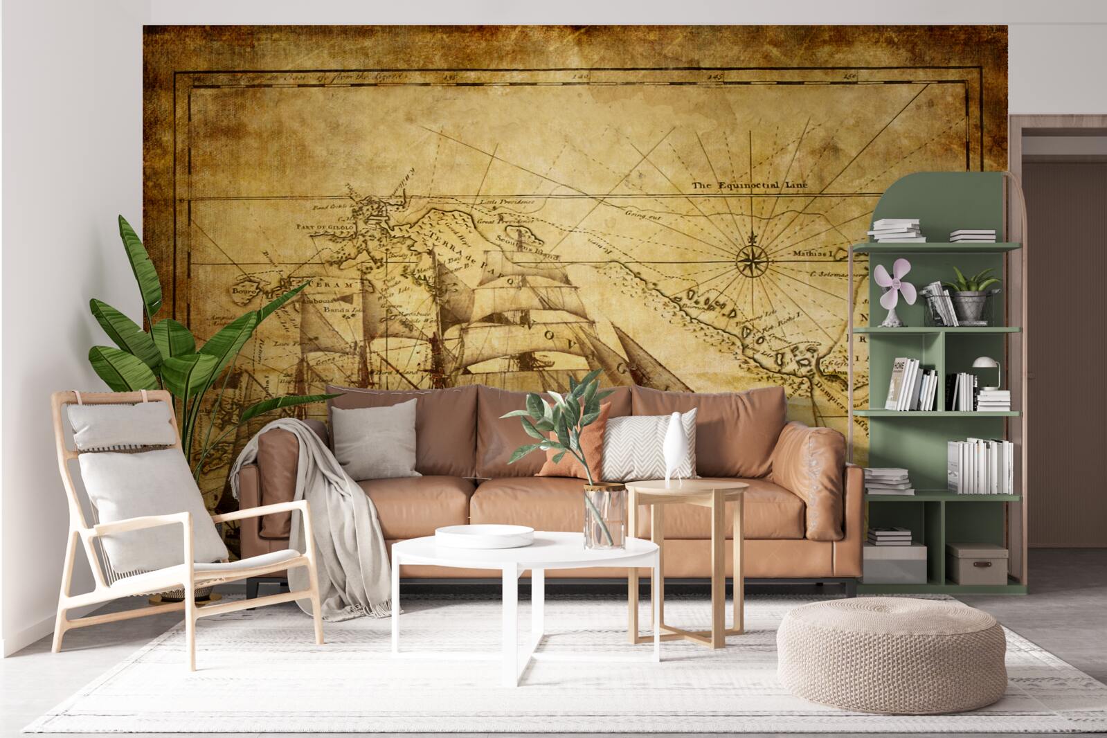 Фотошпалери корабель з вітрилами на пергаменті