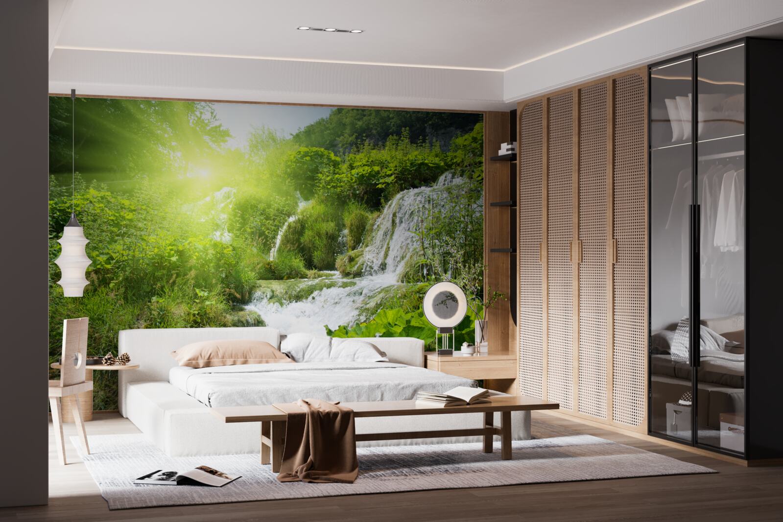 Фотошпалери таємничий водоспад у гірському лісі