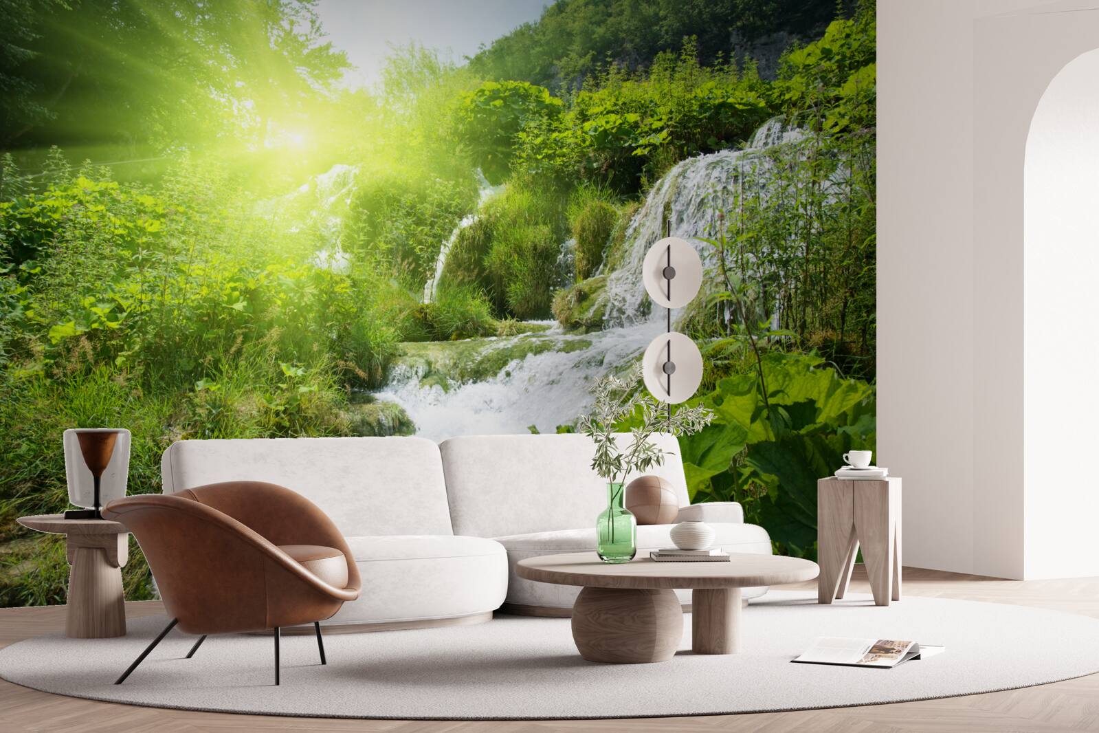 Фотошпалери таємничий водоспад у гірському лісі