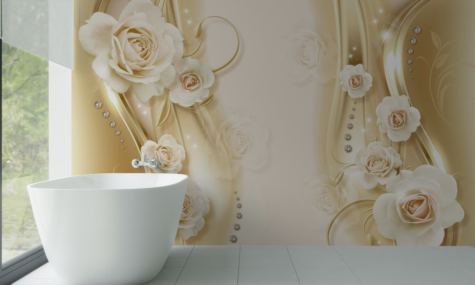 Фотошпалери білі троянди на коричневому тлі