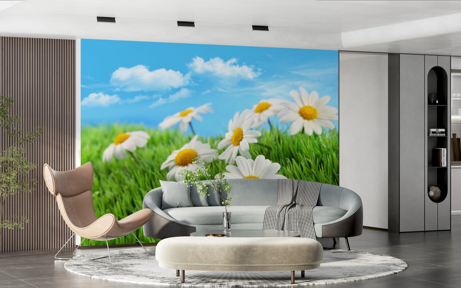 Фотошпалери Білосніжні лугові ромашки