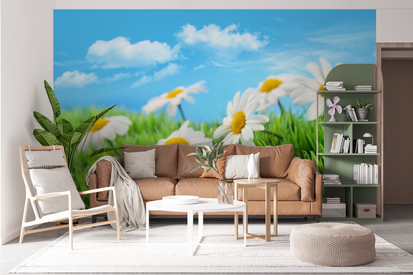 Фотошпалери Білосніжні лугові ромашки