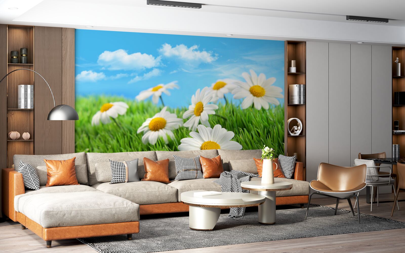 Фотошпалери Білосніжні лугові ромашки