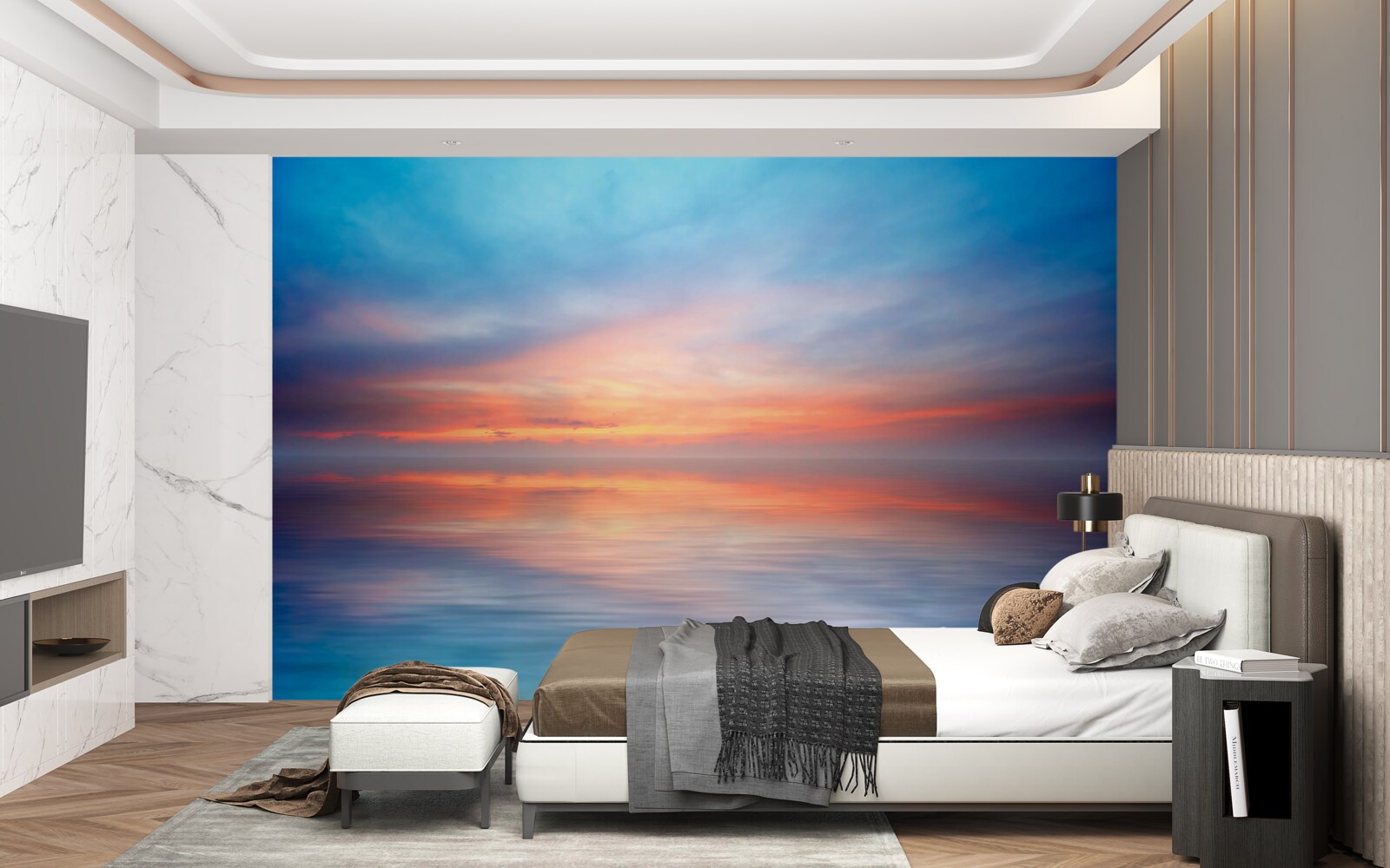 Фотошпалери захід сонця штиль на морі