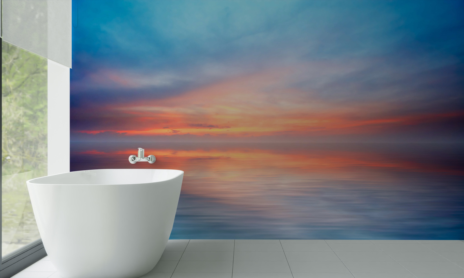 Фотошпалери захід сонця штиль на морі