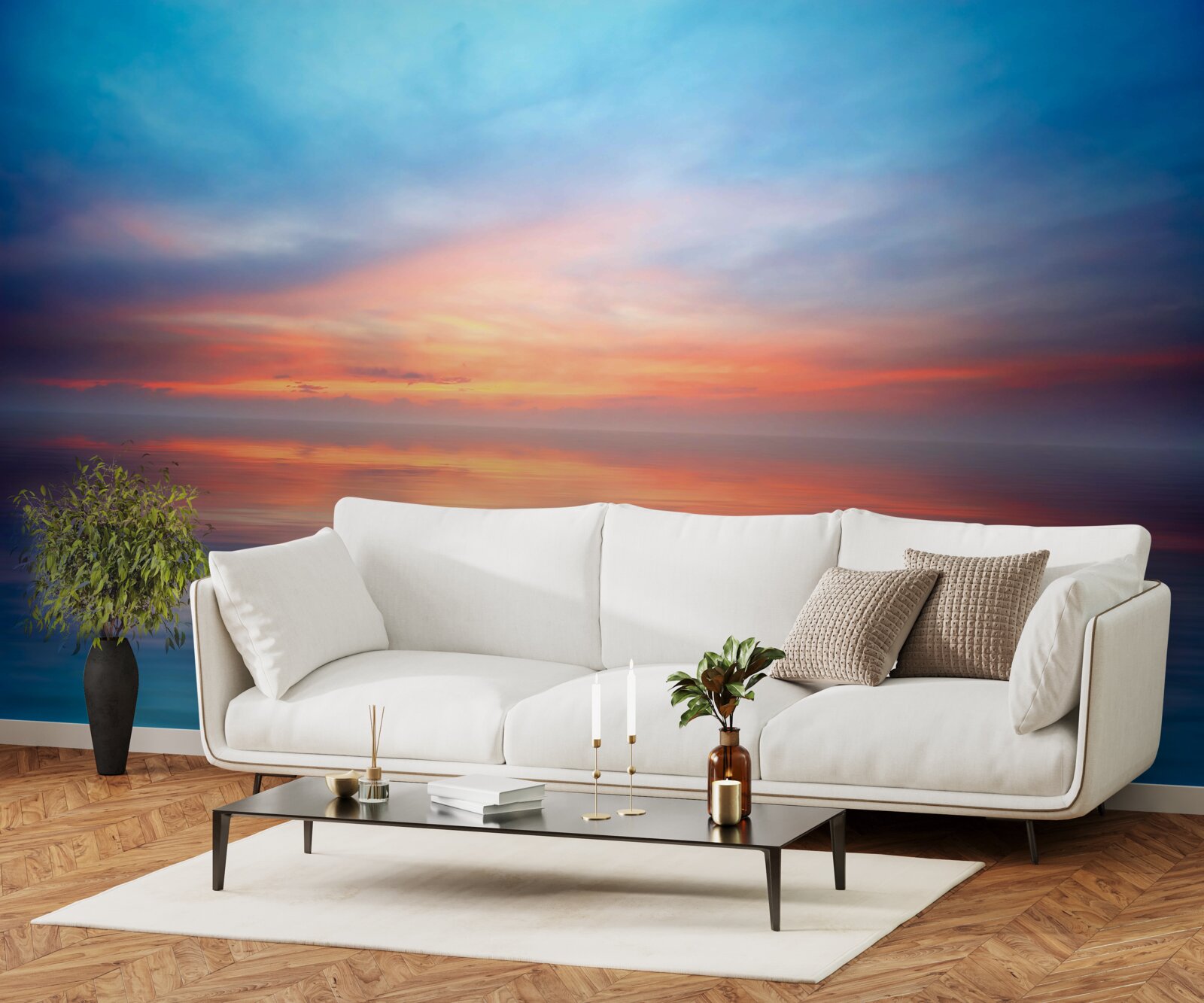 Фотошпалери захід сонця штиль на морі