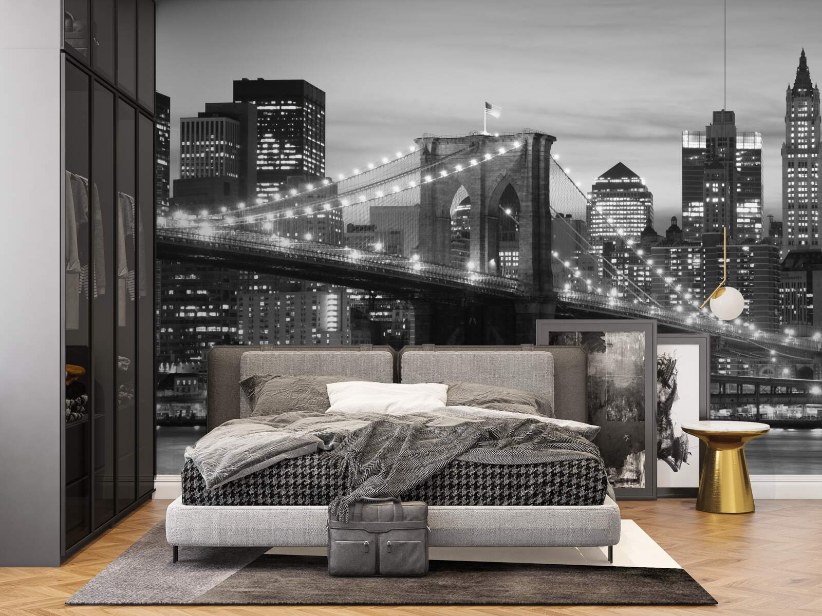 Фотошпалери Бруклінський міст у чорно-білих тонах